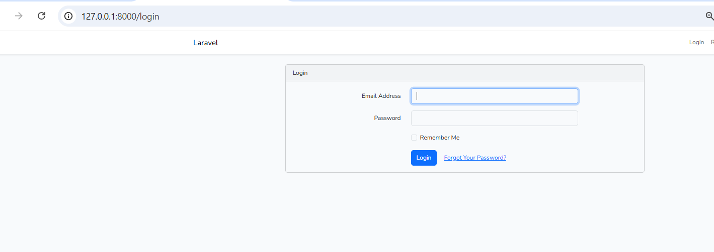 Halaman login default Laravel