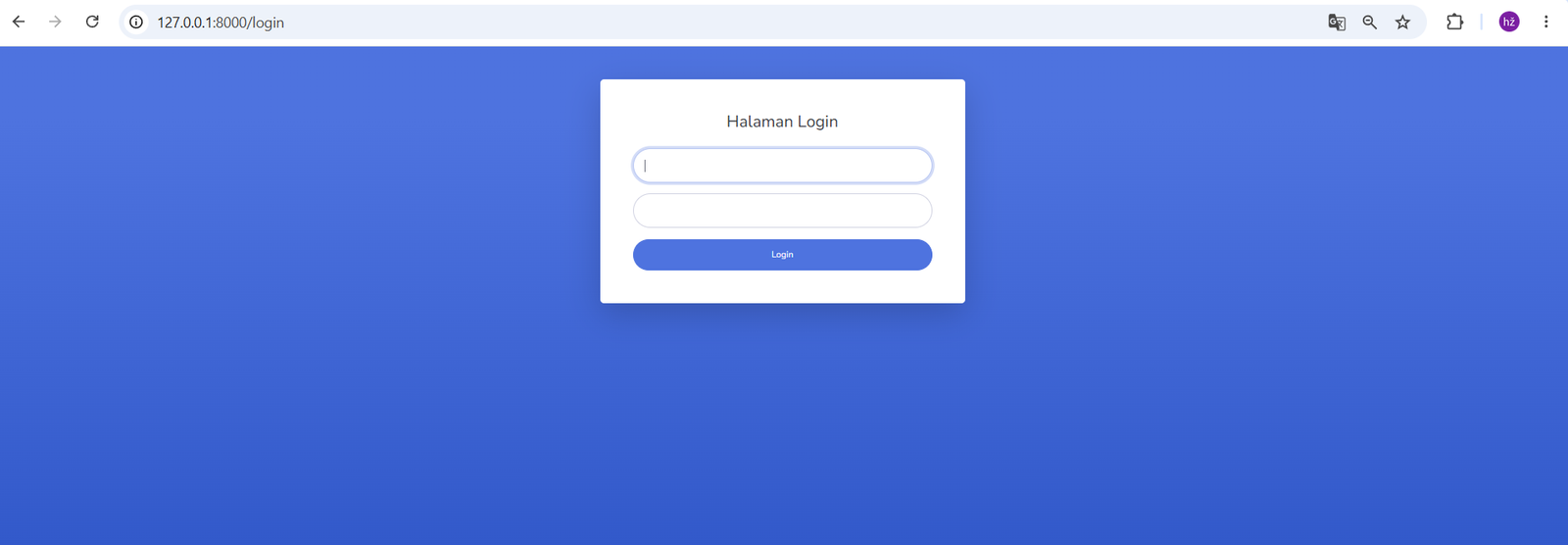 Tampilan halaman login dengan Bootstrap