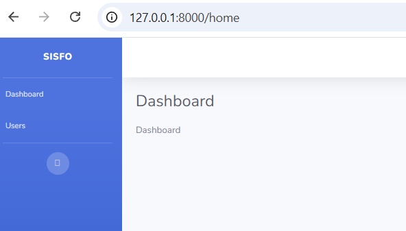 Tampilan menu Users pada sidebar