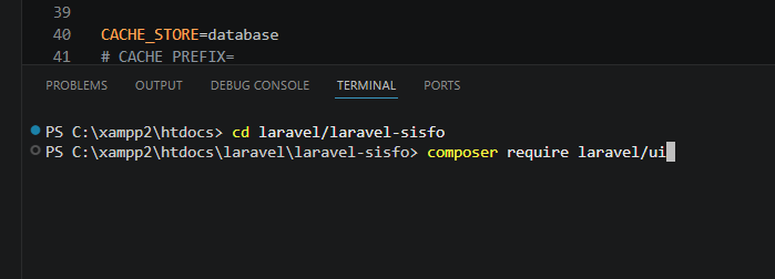 Instalasi package laravel/ui